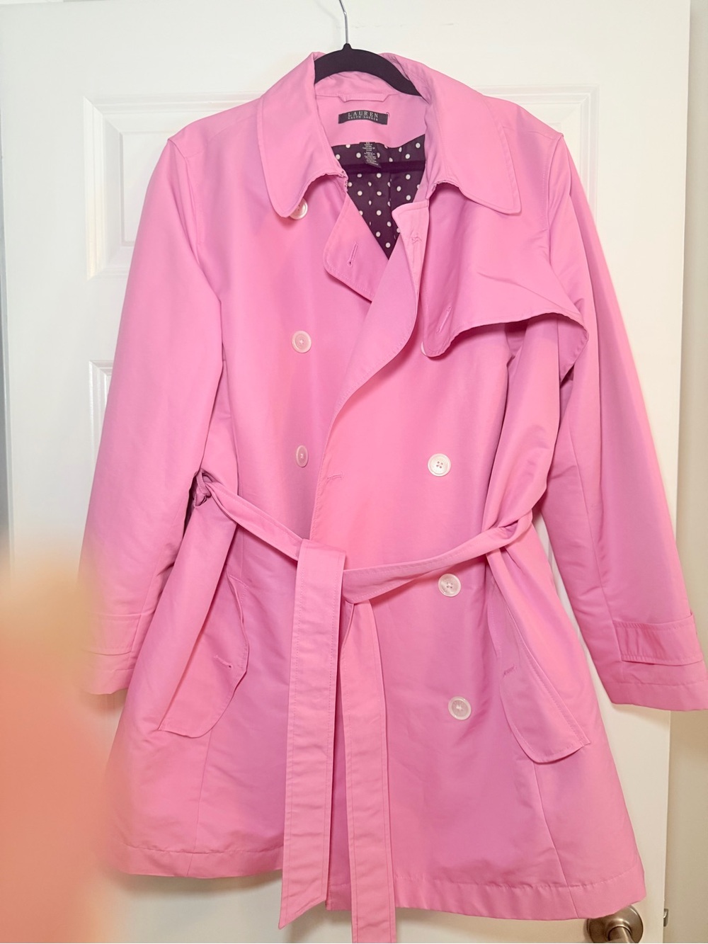 Women’s Ralph Lauren Plus Size Pink Trench Coat Jacket with Belt